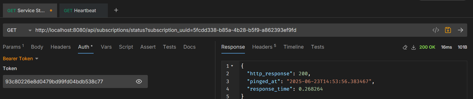Una richiesta fatta correttamente all'API